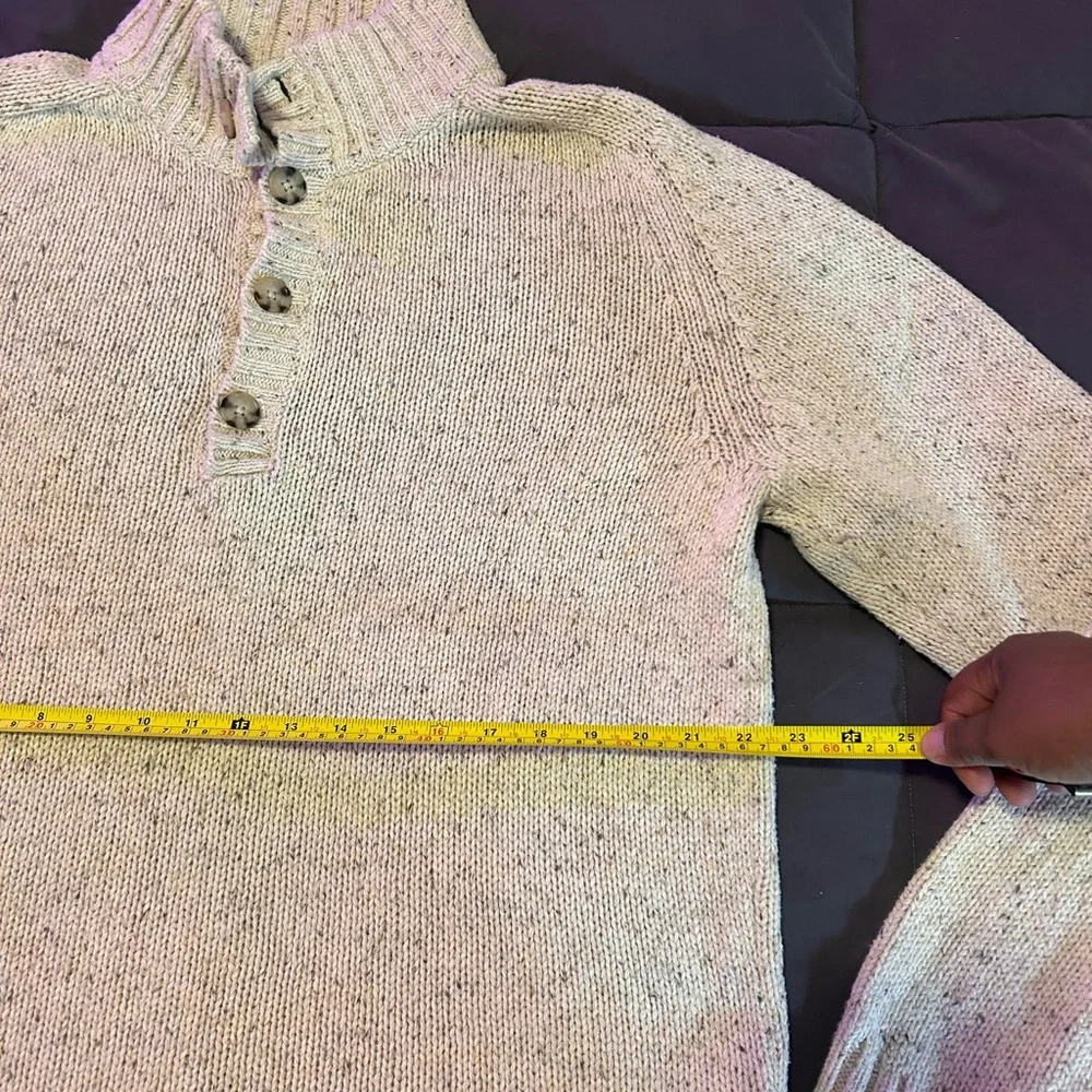 Eddie Bauer Shawl Collar Knit Sweater Men’s Large Beige Speckled